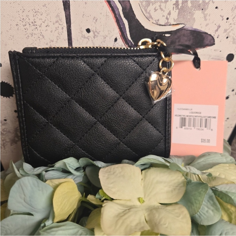 Juicy Couture Black Quilted Card Holder with Gold Details - Picture 3 of 5